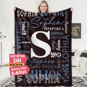 Custom Name Blanket for Baby Boy, Personalized Baby Blanket with Name, Kid Name Blanket, Monogram Kid Blanket, Boy/Girl Gift, New Baby Gift