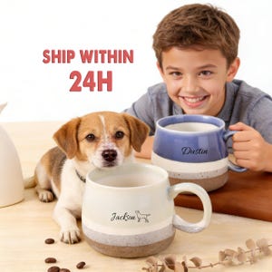 Custom Dog Portrait Mug with Name, Personalized New Dog Gift for Pet Owners, Laser Engraved Cup for Dog Mom, Handmade Monogrammed Coffee Mug