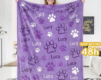Custom Dog Name Blanket, Cat Name Blanket, Pet Blanket with Name, Gift for Pet Lover, Pet Loss Gift, Christmas Pet Memorial Gift for Dog Mom