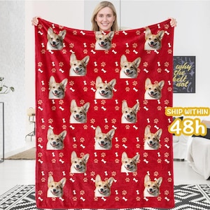 Custom Photo Blanket for Pet/Dog/Cat, Pesonalized Dog Photo Blanket, Pet Memorial Blanket, Pet Loss Gift, Christmas Gift for Pet Lover