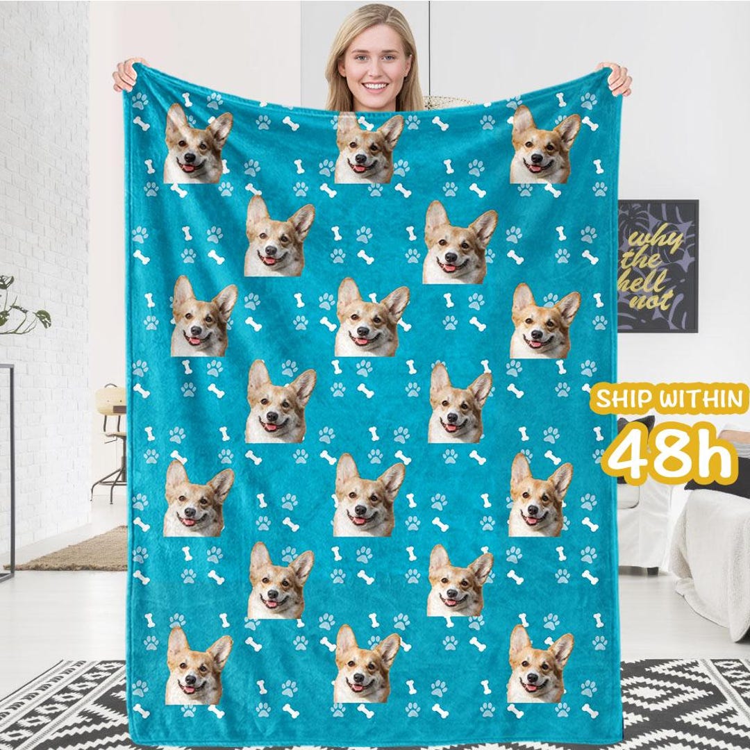 Personalized Pet Photo Blanket, Custom Photo Blanket for Pet Lover, Dog ...