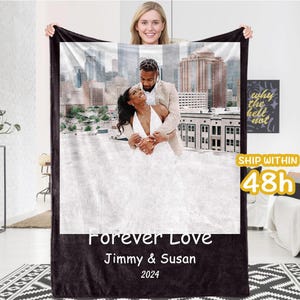 Manta de pareja personalizada con foto, manta de foto personalizada con texto, manta de foto de pareja, regalo de aniversario, regalo de Navidad para ella