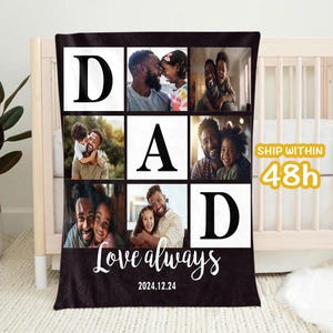 Couverture photo personnalisée pour père, couverture personnalisée avec collage de photos pour papa, cadeau souvenir pour papa, cadeau père Noël, cadeau grand-père/papa