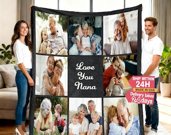 Custom Photo Collage Blanket, up to 30 Pictures: Personalized ...