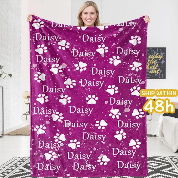 Personalized Pet Name Blanket, Custom Puppy Name Blanket, Cat/Dog Name Blanket, Gift For Dog Lover, Pet Memorial Blanket, Pet Lover Gift