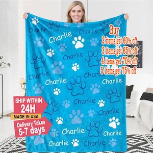 Gepersonaliseerde hondendeken met naam, aangepaste naamdeken voor hond, huisdier herdenkingsdeken, kat/hond naam cadeau voor dierenliefhebber, nieuw puppycadeau