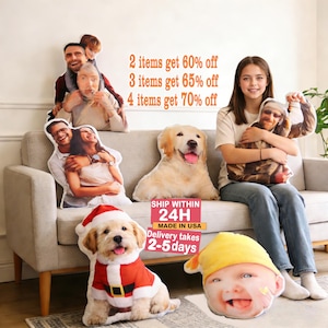 Custom Funny Face Pillow for Family, Personalized Photo Cushion Gifts for Dad, Custom Pillow with Your Photos, Mothers Day Gifts for Her
