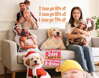 Custom Funny Face Pillow for Family, Personalized Photo Cushion Gifts for Dad, Custom Pillow with Your Photos, Mothers Day Gifts for Her
