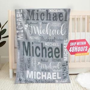 Custom Blanket for Baby/Kids/Adults, Personalized Baby Name Blanket, Blanket Gift for Boy/Girl, Nursery Blanket with Name, 1st Birthday Gift