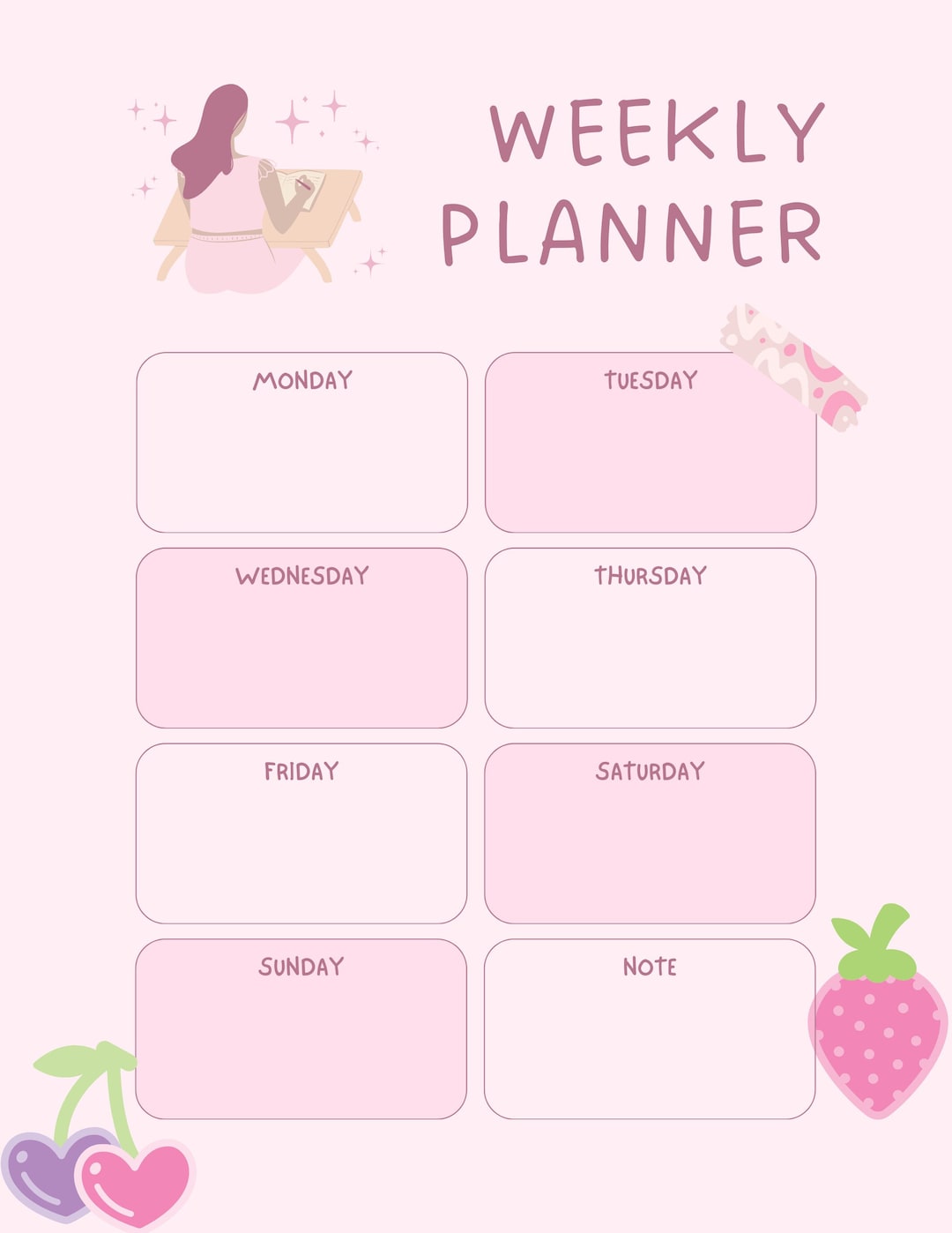 Instant Download Digital Weekly Planner I'm Just a Girl Themed - Etsy