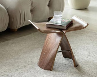 Creative Wood Butterfly Side/End Table, Modern Sofa Side Table, Coffee Table For Living Room, Walnut Couch Table, Side Table