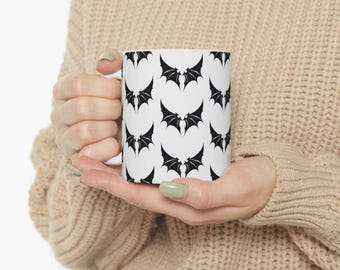 Bat Wings Mug, Bat Mug, Halloween Mug, Goth Mug, Gift For Her, Gift For Him, Ceramic Mug, 11oz