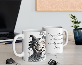 Tazza da caffè con scritta "Strega", citazione magica, regalo di Halloween