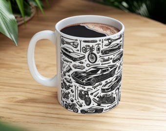 Dad Mug, Father&#39;s Day Gift, Cars Mug, Tools Mug, Man Mug, Man Gift, Ceramic Mug, (11oz, 15oz)