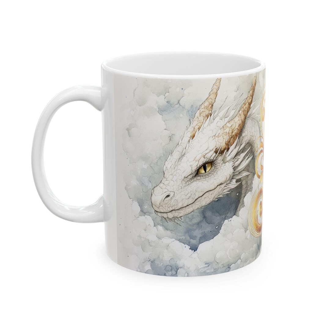 White Dragon Coffee Mug, Fantasy Art Ceramic Mug (11oz) - Etsy