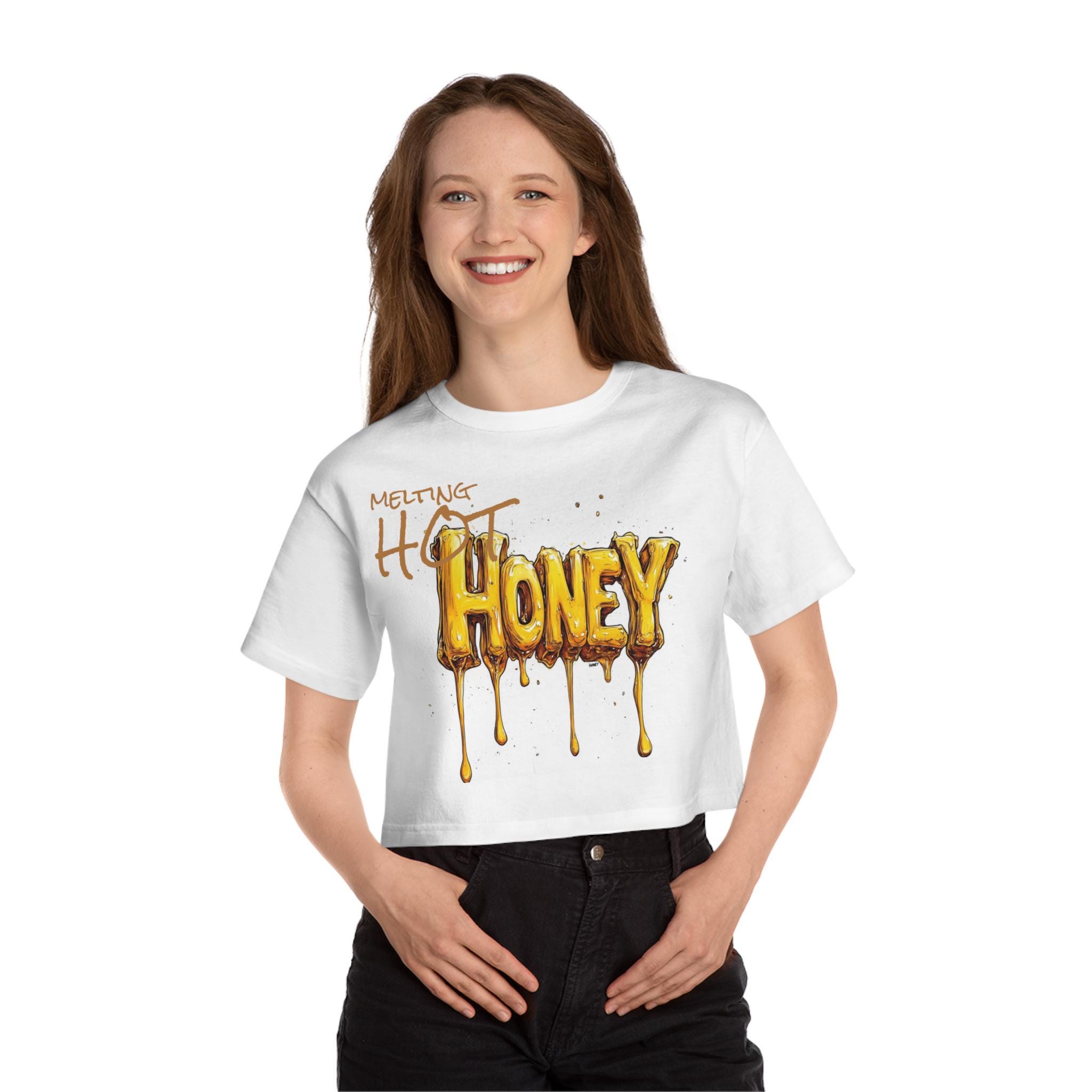 Hot Honey, Honey Shirt, Honey Gift, Fun Shirt Gift, Champion Women's Heritage Cropped T-Shirt