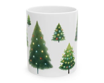 Taza de Navidad, taza de árbol de Navidad, regalo de Navidad, taza de café de Navidad, regalo de invierno, taza de invierno, taza de cerámica (11 oz)
