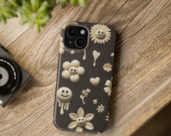 Blumen Handyhülle, schwarze Handyhülle, Geschenk für Mädchen, iPhone 11 12 13 14 15 pro und max alle Größen, Samsung Galaxy S1 und S2