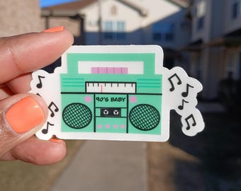 90's Stereo Sticker (Transparent Sticker)