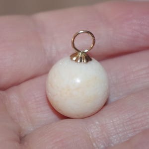 Vintage 14K Gold Filled  Large Angel Skin Sea Coral 16mm Ball Charm Pendent