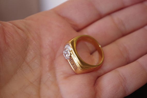 SETA Initial CZ Carved DB Band Ring: 14K Over Bra… - image 7