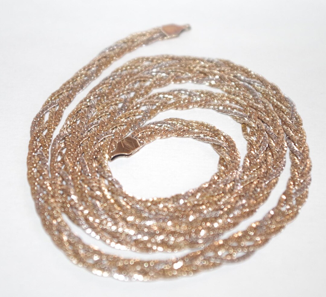 Vintage 12k Gold Filled Braided Chain Necklace: Diamond Cut, 24 Inch - Etsy