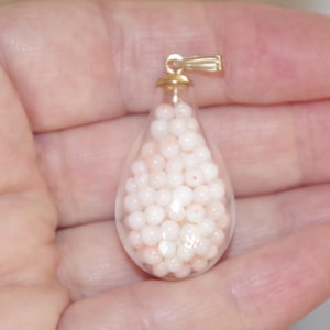 Vintage 14k Gold filled Floating Angel Skin Coral Orb Large Pendent