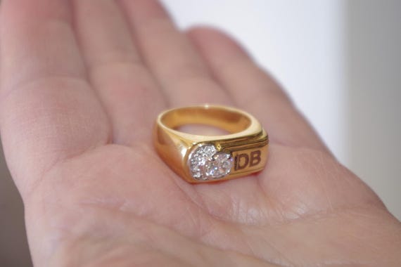 SETA Initial CZ Carved DB Band Ring: 14K Over Bra… - image 8