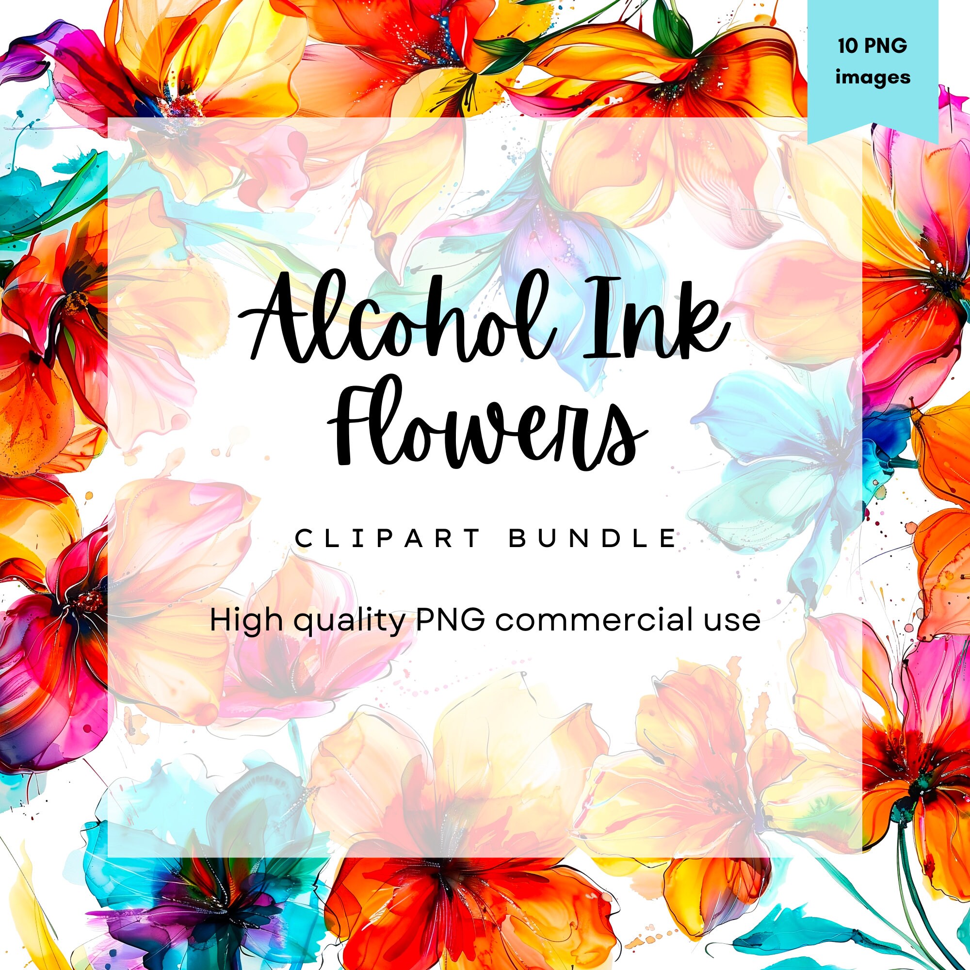 Alcohol Ink Flower Clipart, Flower Illustrations, Floral Clipart ...