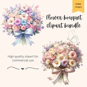 Blumenstrauß Clipart, Blumen Illustrationen, Blumen PNG, Valentinstag Blumen, Blumen Clipart, Floral Clipart Bundle, niedlich Clip Art