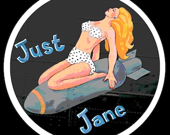 WW2 BOMBER Girl Just Jane nose art digital  PNG only