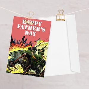 Feliz Dia dos Pais, cartão de felicitações do Dia dos Pais da Segunda Guerra Mundial, cartão do avô, cartão do pai, cartão de felicitações do marido.