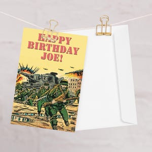 Tarjeta de cumpleaños del ejército de EE. UU., Segunda Guerra Mundial, tarjeta de felicitación, tarjeta para abuelo, tarjeta para papá, tarjeta para esposo, tarjeta para hijo