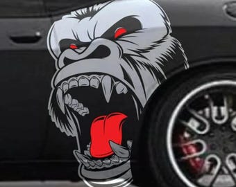 Angry Gorilla Kong Car Styling Stickers Adhesive Waterproof Full Body Auto Graphic Vinyl Film Funny Gadget Decals Accessories.
