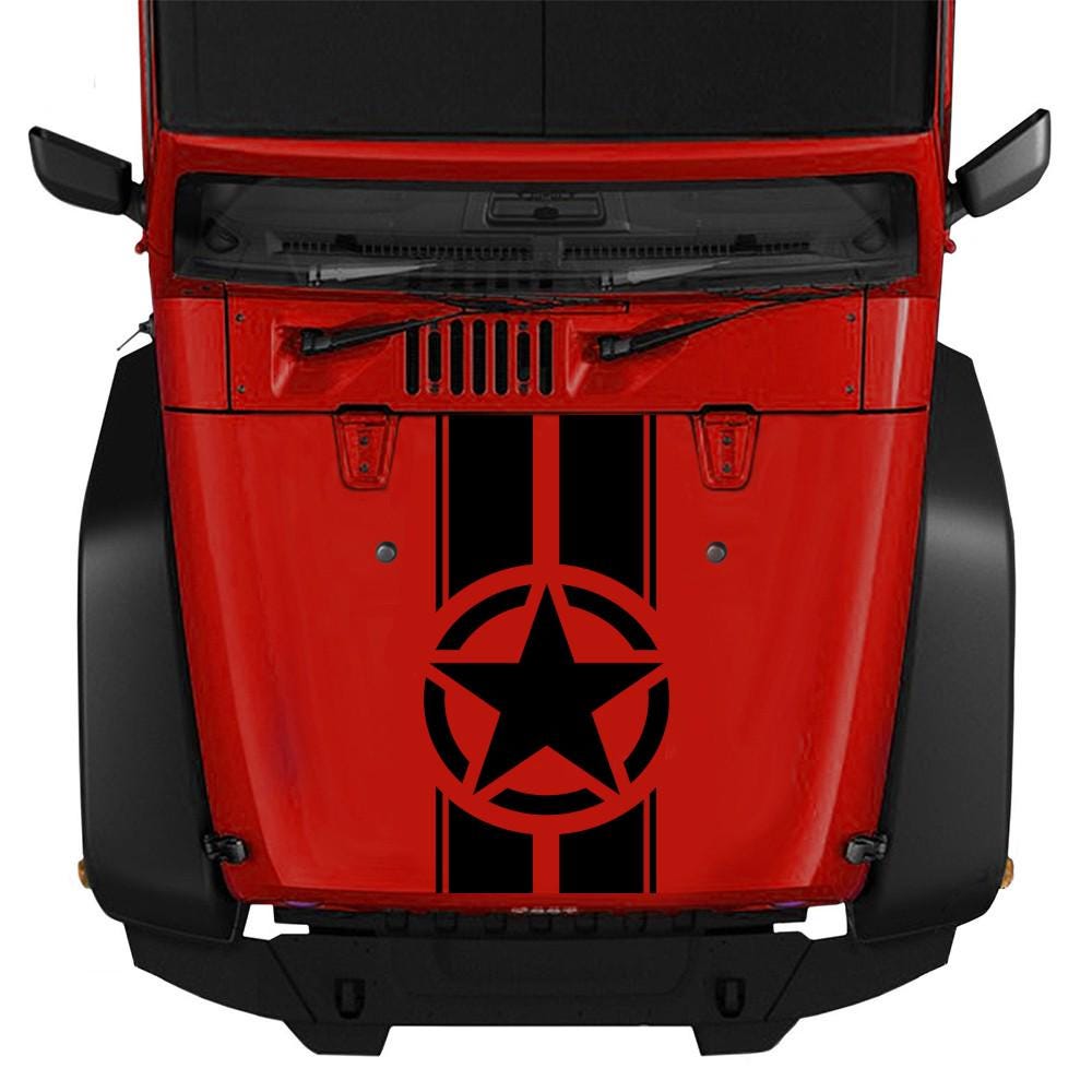 Doordash Military Hood Sticker for Jeep Wrangler Star Army Stripes Decal Vinyl Car Truck DIY Waterproof Car Stickers