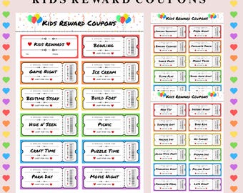 Printable Kids Reward Coupons, Chore Charts (Customisable, PDF)