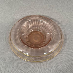 VTG Pink Depression Glass Console Bowl Rolled Edge Inner Ribbing 10.5&quot; MCM