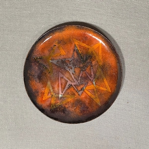 Enamel on Copper Dish Mid-century Modern 1960s Abstract Plate Ashtray Hand-made Artisan