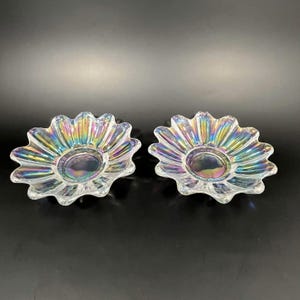 VTG Pair Federal Glass Celestial Iridescent Bowls for Trinkets, Jewelry, Candles