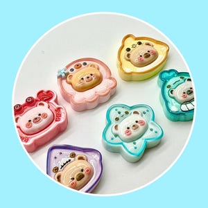 Sea Creatures Resin Charms - 6 piece bundle, Kawaii Coloured Acrylic Flatback Cabochons, DIY Decoden, Phone Case Decoration, Kids Crafts
