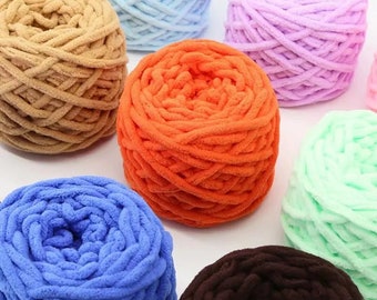 Chunky Blanket Chenille Yarn, Luxury Thick Polyester, Jumbo Crochet Yarn, 100g Skein