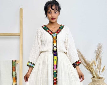 Vibrant Threads Habesha Dress Handwoven Habesha Kemis Ethiopian Dress Eritrean Dress Habesha Dress New Style 2024