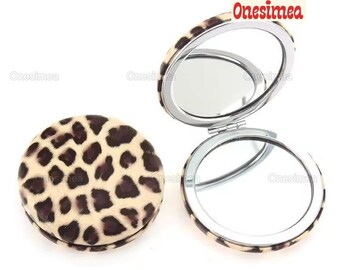 Espejo de maquillaje con patrón de leopardo, regalo para ella, espejo portátil, espejo de leopardo, regalos personalizados para ella, espejo de maquillaje, espejo con patrón de leopardo