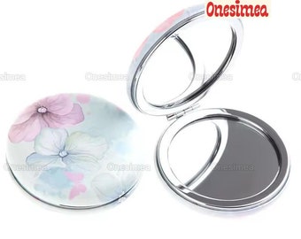 Flower And Butterfly Compact Mirror, Makeup Mirror, Gift For Her, Portable Mirror, Mirror For Travel, Handmade Mirror, Personalized Gift