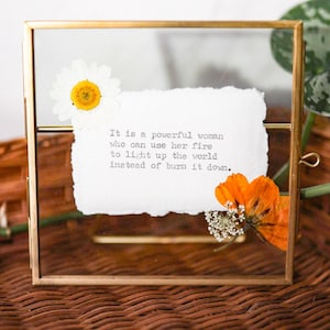 Custom framed quote wall art - 4x4 brass frame, cotton paper, custom typewriter print