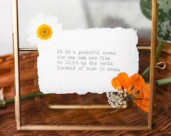 Custom framed quote wall art - 4x4 brass frame, cotton paper, custom typewriter print