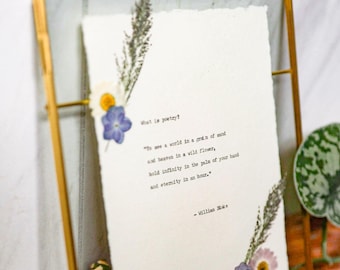 CUSTOM Quote Print in BRASS, 8X10, stand, COTTON paper – Poetry or Literary Wall Art – Handmade Framed Message or Poem