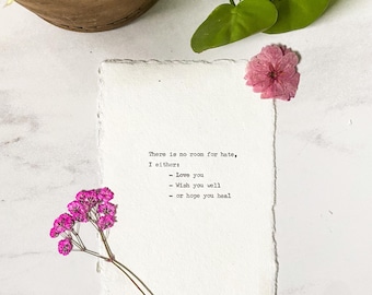 Stampa personalizzata con macchina da scrivere, carta di cotone fatta a mano, regalo di nozze, elogio funebre, regalo per la fidanzata, citazione letteraria personalizzata