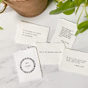 Cita, verso, letra, etc. PERSONALIZADOS Y ESCRITOS A MANO en papel de ALGODÓN de 2,5 x 3,5