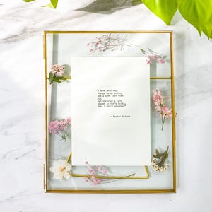 CUSTOM Quote Print in BRASS, 8x10, stand, CARDSTOCK – Poetry or Literary Wall Art – Handmade Framed Message or Poem